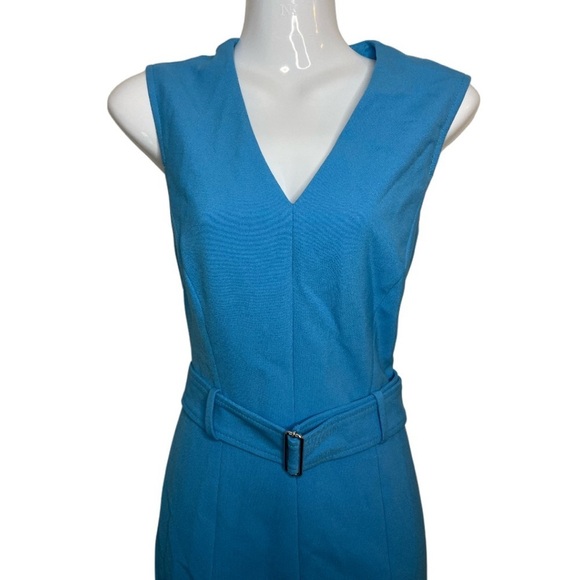Hugo  Boss Belted Sleeveless Dadorina Dress Blue - Picture 4 of 6